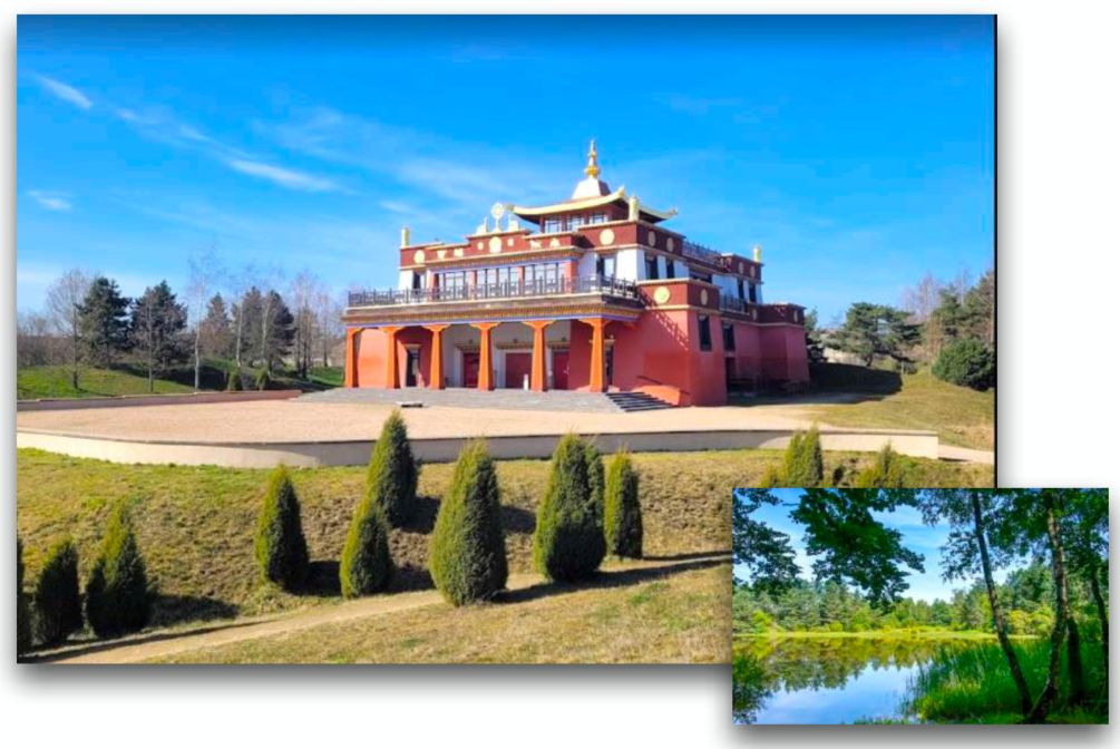 Temple bouddhiste dans décor de verdure